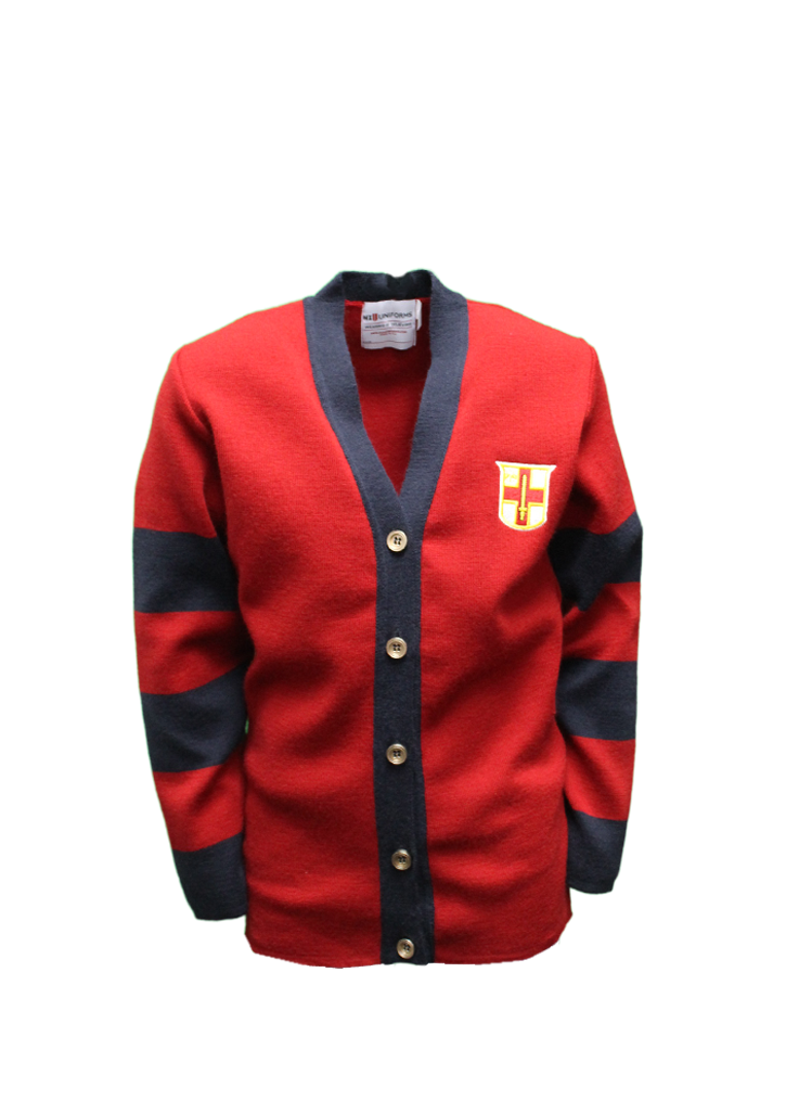 Chilton St James Cardigan Red/Charcoal